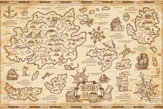 draw pirate map, treasure and vintage map that you  will love