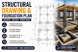 design 2d floor plan, framing plan and foundation layout