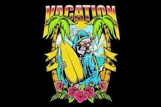 design travel, summer holidays, and beach enjoying logo or t shirt