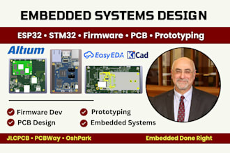 esp32, stm32 firmware development, pcb design, prototyping