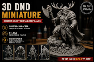 sculpt 3d dnd miniature stl for tabletop games, fihurine, war game fantasy
