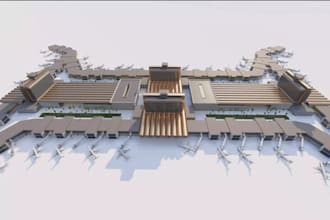 design modern 3d airport terminal, master plan, and aviation architecture