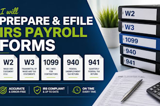 prepare and efile irs payroll forms w2, w3, 1099, 940 and 941