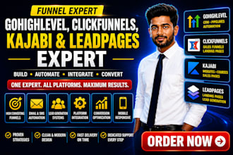 be your reliable gohighlevel, clickfunnels, kajabi and leads pages expert