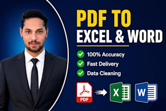 do fast PDF to excel, PDF to word, and data entry copy paste work