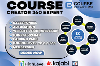 course creator 360 gohighlevel online course kajabi website cc360 ai agent
