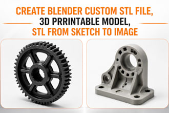 create blender custom stl file, 3d prrintable model, stl from sketch to image