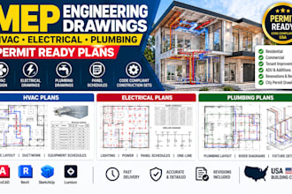 design mep hvac electrical and plumbing drawings for building permits ohio ga ca