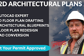 draw architectural house plans and 2d floor plan blueprints in autocad or dwg