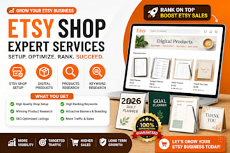do etsy shop setup etsy digital products design etsy SEO listing for etsy shop