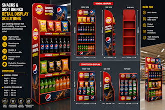 design 3d retails display stand posm gondola and counter top for fmcg and store