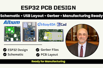 design pcb board esp32 schematic usb layout gerber files ready for manufacturing