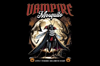 do looking cool vampire mosquito logo eith t shirt design