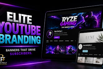 create professional youtube art, gaming banner, minimalist header for your brand