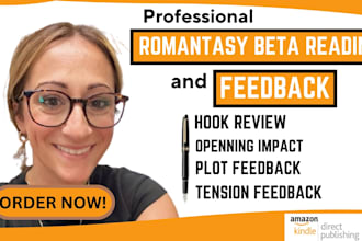 romance beta reader and romantasy hook review with feedback