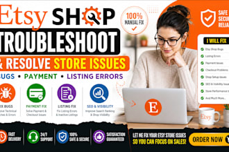 fix etsy shop technical issues, payment errors and listing problems