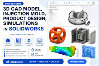 design 3d cad model, injection mold, product design, simulations in solidworks