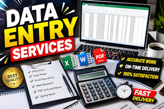 do accurate data entry, excel, copy paste and web research