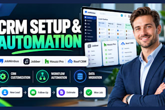 setup jobnimbus, roofr, houzz pro, jobber, and construction CRM automation