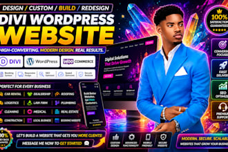 build custom divi wordpress car real estate construction website design redesign