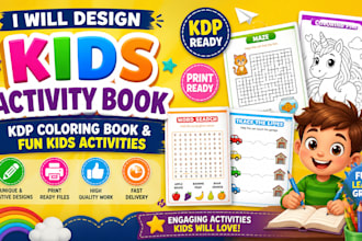 design engaging kids activity book, KDP coloring book and fun activities