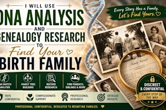 use dna analysis and genealogy research to help find your birth family