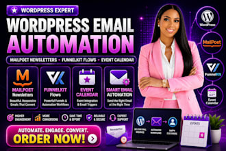 wordpress email automation, mailpoet newsletters, funnelkit flows event calendar