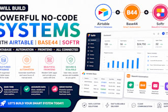 build airtable database with softr frontend and base44 automation system