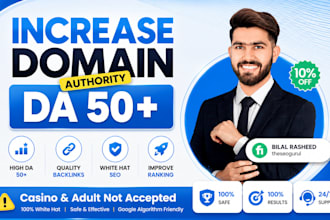 increase moz domain authority da 50 plus by white hat SEO backlinks