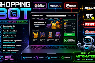 build an auto purchase shopping bot for checkout, monitor and automation