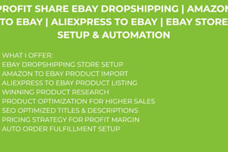 setup ebay dropshipping on profit share, amazon to aliexpress to ebay