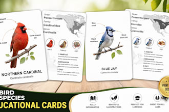 design premium educational flashcards and scientific fact cards