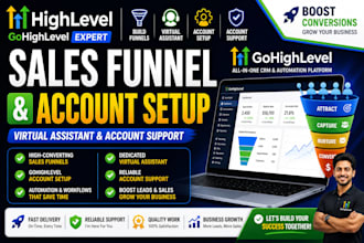 do gohighlevel sales funnel virtual assistant account setup  ghl account support