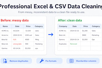 clean and organize your excel or CSV data