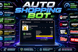 build auto buying bot, auto purchase bot, target bot, shopping bot, pokemon bot