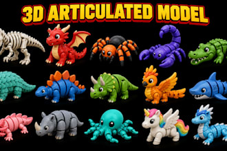 model cute 3d flexi toy articulated model fidget toy 3d dragon bjd model stl obj