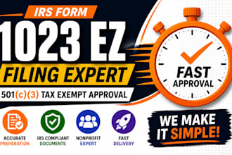 file irs form 1023 ez for 501c3 nonprofit tax exempt approval fast