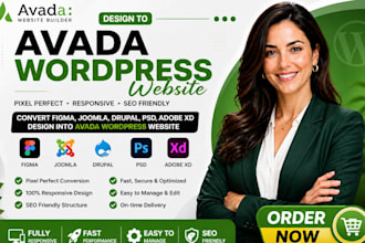 convert figma, joomla, drupal, psd adobe xd design into avada wordpress website