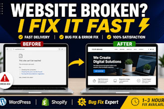 fix website bugs, wordpress issues, website maintenance, shopify errors fast