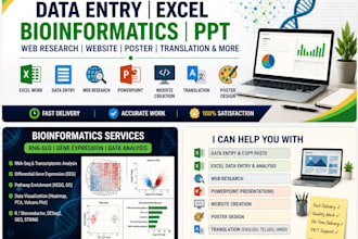 do data entry, excel work, PPT and bioinformatics tasks