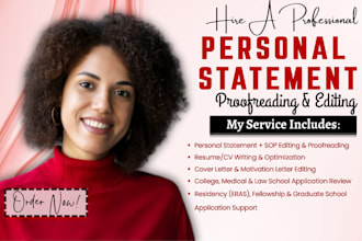 edit medical law school, residency or fellowship personal statement resume sop