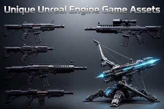 model game ready 3d fps weapons, props with realistic pbr textures and uv maps