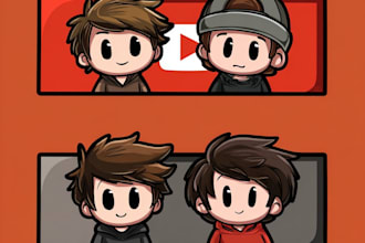 design and draw cartoon youtube banner or pfp logo