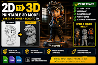 convert  2d to 3d model paint color split stl 3mf printable 3d sculpt