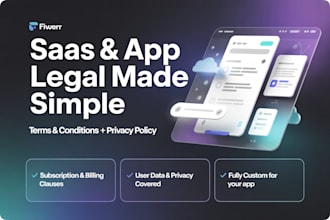 draft custom terms and conditions and privacy policy for saas and apps