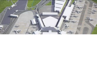design professional airport master plan, terminal 3d and aviation hangar
