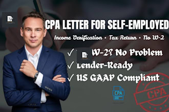 write CPA letter for self employed income verification and tax return