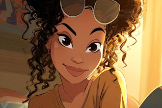 draw cartoon portrait in disney cartoon illustration