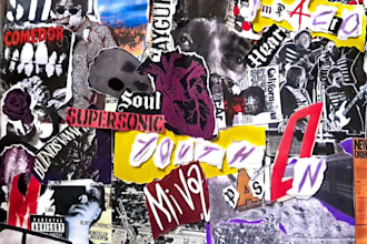 design a unique mixed media and collage poster