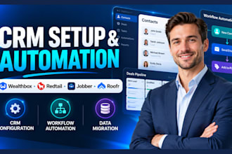 setup and automate wealthbox, redtail, connecteam, roofr, jobber CRM integration